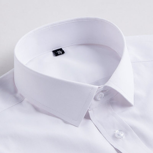 Men's Dress Shirts Casual Short Sleeve White Slim Solid Patchwork