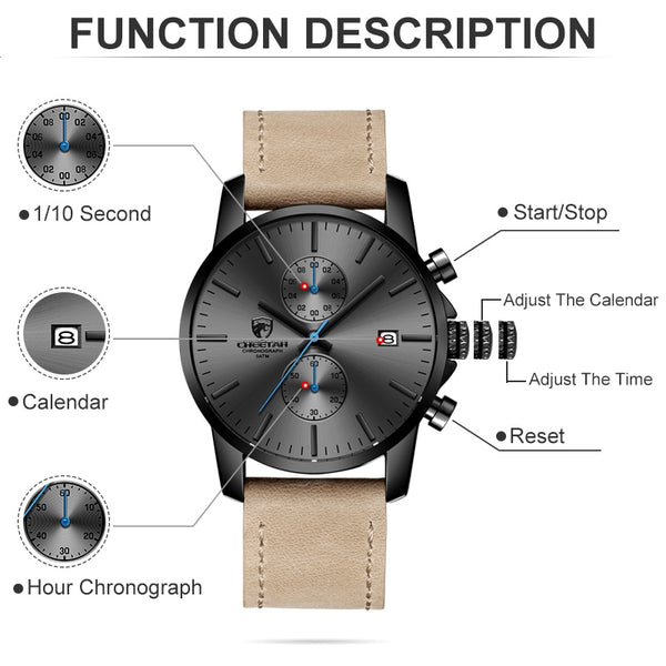 Fashion Sports Quartz Watches Leather Waterproof