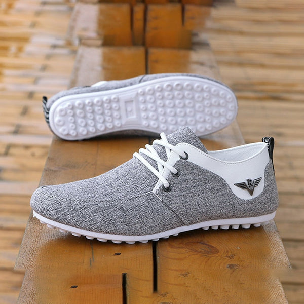 Lace-up Linen Cloth Breathable Mens Canvas Shoes