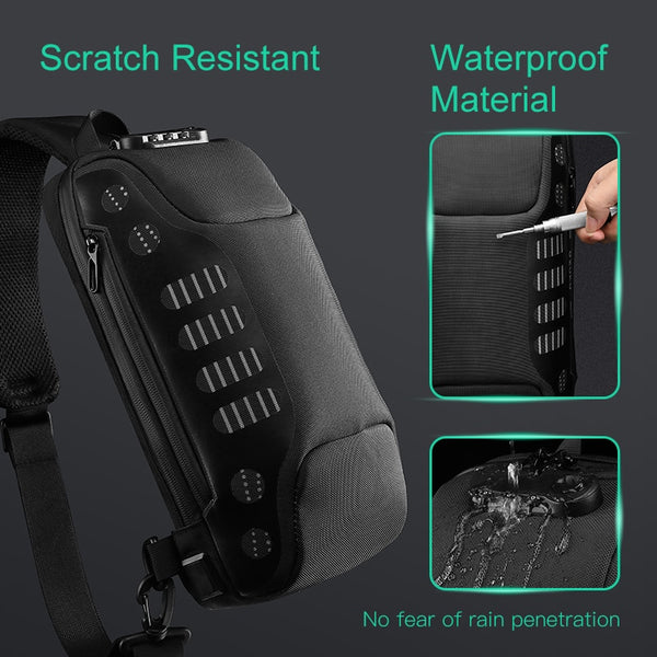 OZUKO Fashion New Men Chest Bag Multifunction Anti-theft Chest Pack Male Waterproof Sling Messenger Bags USB Mens Crossbody Bag