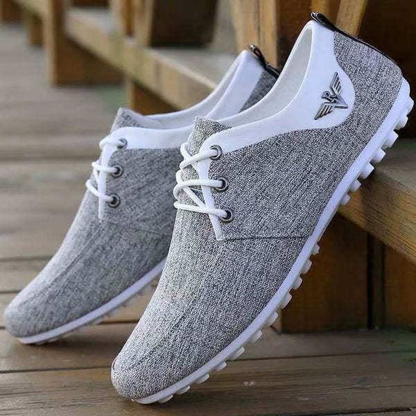 Lace-up Linen Cloth Breathable Mens Canvas Shoes