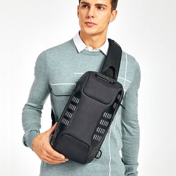 OZUKO Fashion New Men Chest Bag Multifunction Anti-theft Chest Pack Male Waterproof Sling Messenger Bags USB Mens Crossbody Bag