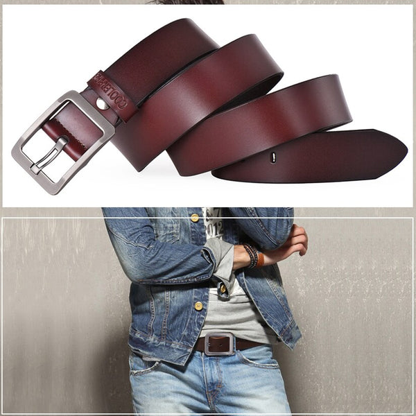 Male genuine leather strap belt