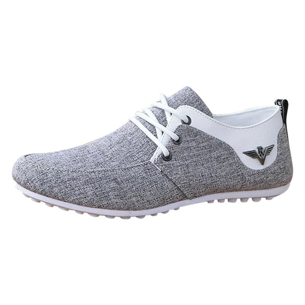 Lace-up Linen Cloth Breathable Mens Canvas Shoes