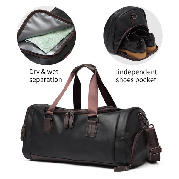 Casual Travel Duffel Bag PU Leather Handbags