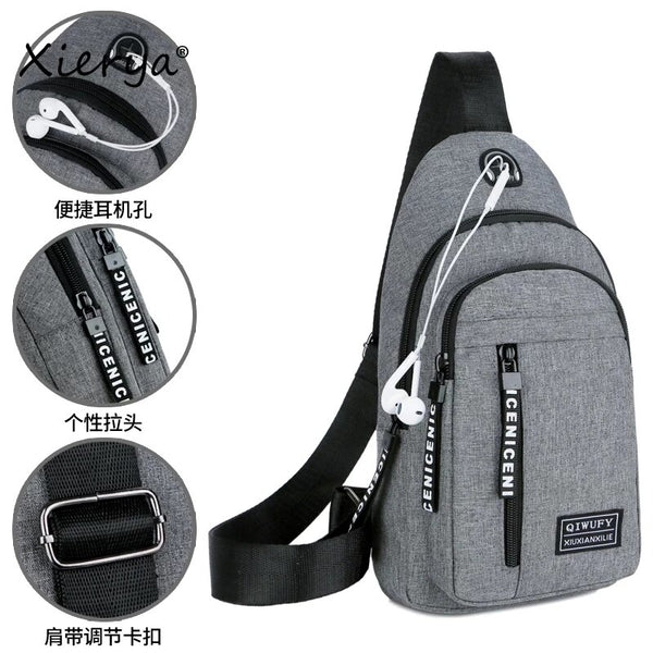 Canvas Shoulder Bag Mens Simple Waterproof Crossbody Bag