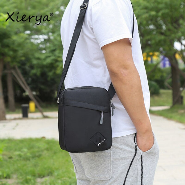 Canvas Shoulder Bag Mens Simple Waterproof Crossbody Bag