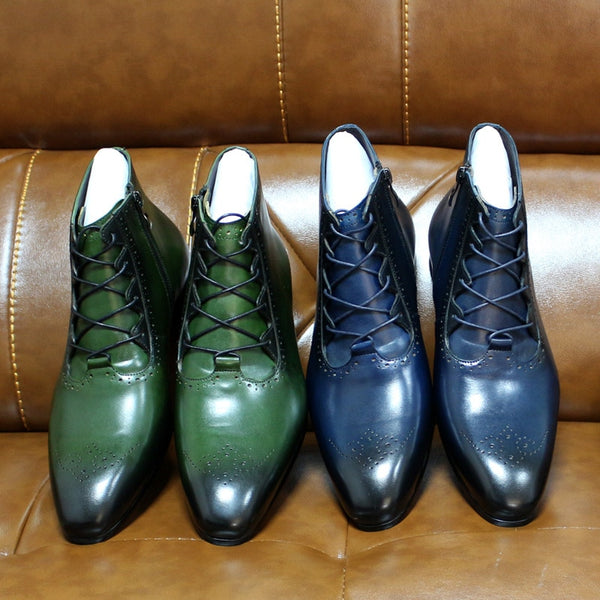 Mens Classic Ankle Boots Handmade Genuine Leather High Top Dress Shoes