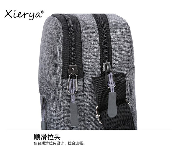 Canvas Shoulder Bag Mens Simple Waterproof Crossbody Bag