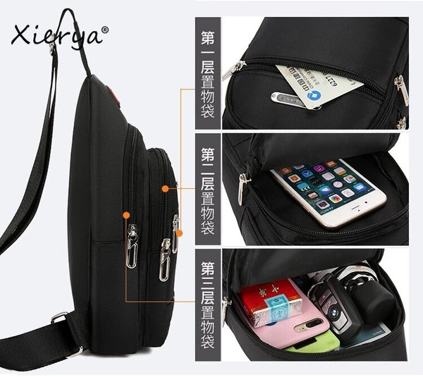 Canvas Shoulder Bag Mens Simple Waterproof Crossbody Bag