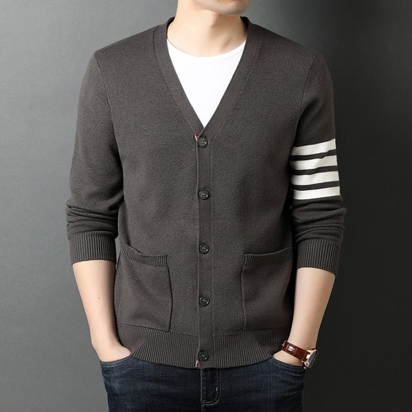 Knitted Men Cardigan Sweater Korean Casual Coats S-3XL