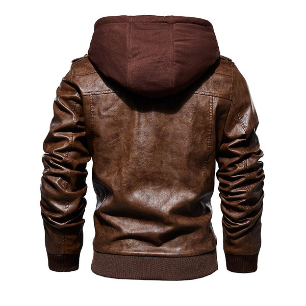 Mens Leather Motorcycle PU Jacket Windbreaker