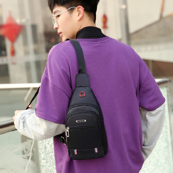 Canvas Shoulder Bag Mens Simple Waterproof Crossbody Bag