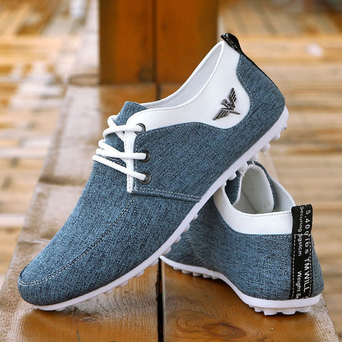 Lace-up Linen Cloth Breathable Mens Canvas Shoes