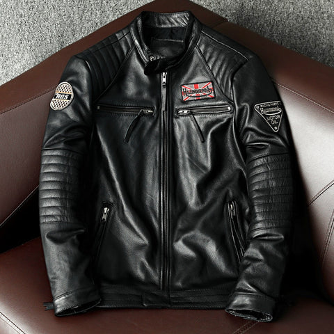 Biker motor style Vintage genuine leather Jacket