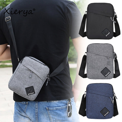 Canvas Shoulder Bag Mens Simple Waterproof Crossbody Bag